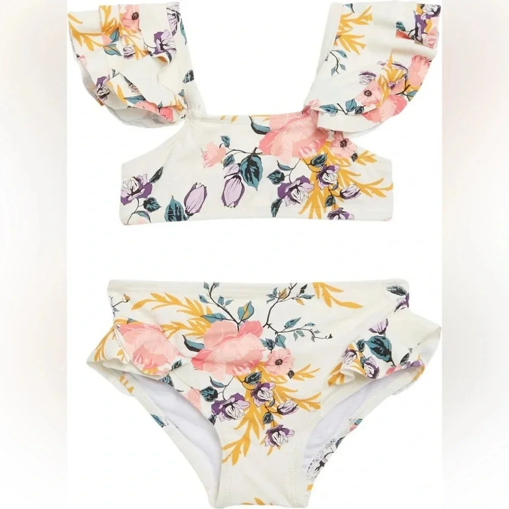 Jessica Simpson Ruffle Floral Two-Piece Swimsuit, Floral, Multiple Sizes, NWT